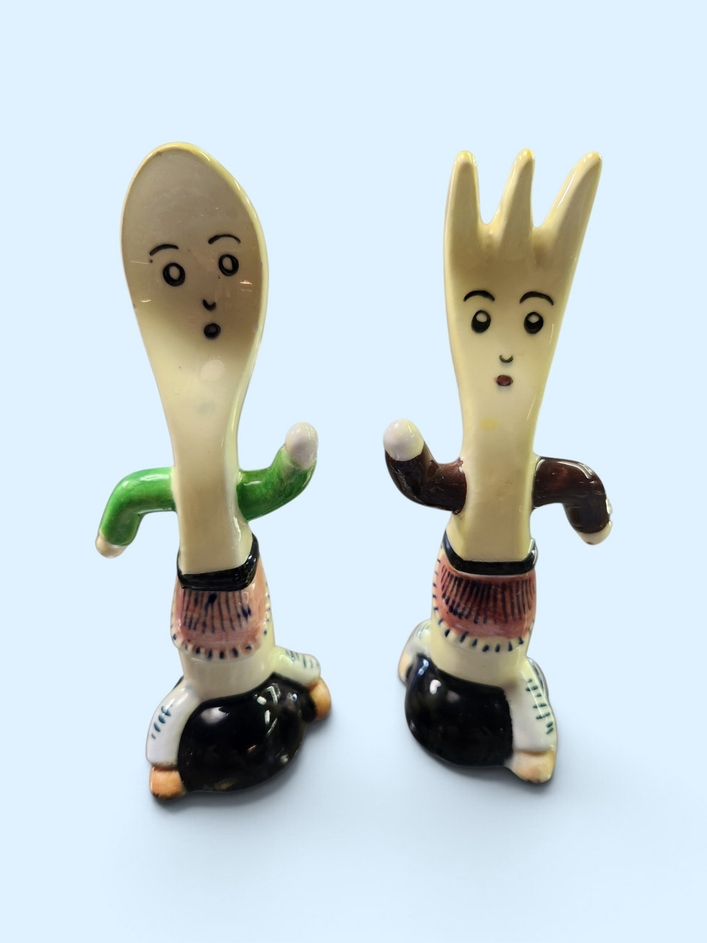 Vintage Anthropomor Spoon & Fork Salt & Pepper Shakers.